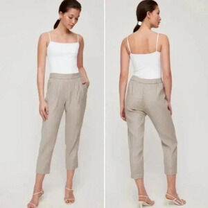 Babaton Aritzia Cohan Linen Taper Ankle Pants Pull On trousers Size 4